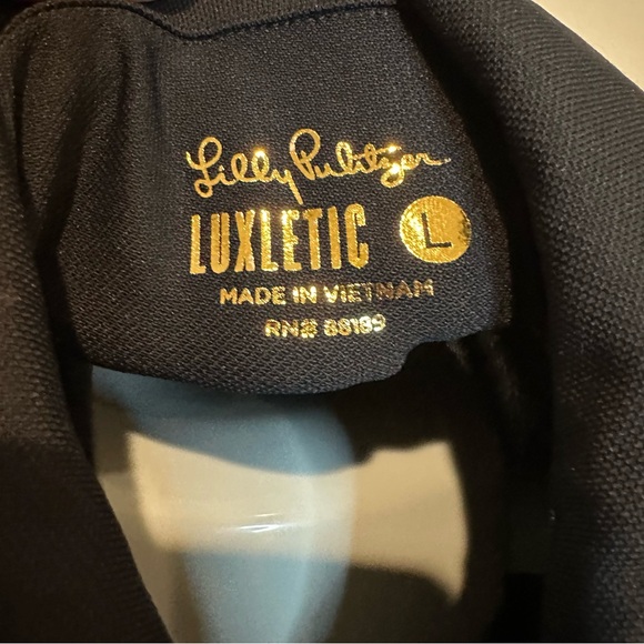 Lilly Pulitzer Luxletic Brickell Dress UPF 50+ Black Collared Pockets Size L - Picture 3 of 7